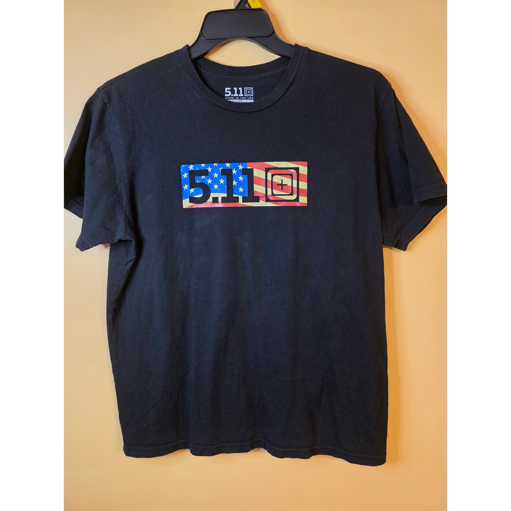 5.11 Tactical Mens XL Black American Flag Graphic T-Shirt Made in USA Patriotic